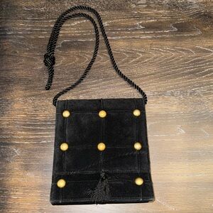 FIORUCCI BLACK VELVET STUDDED HANDBAG